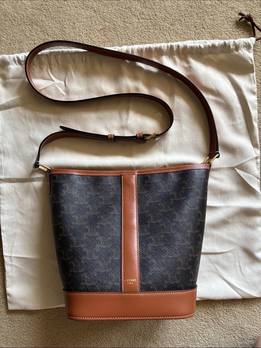 Celine small bucket bag monogram canvas like new